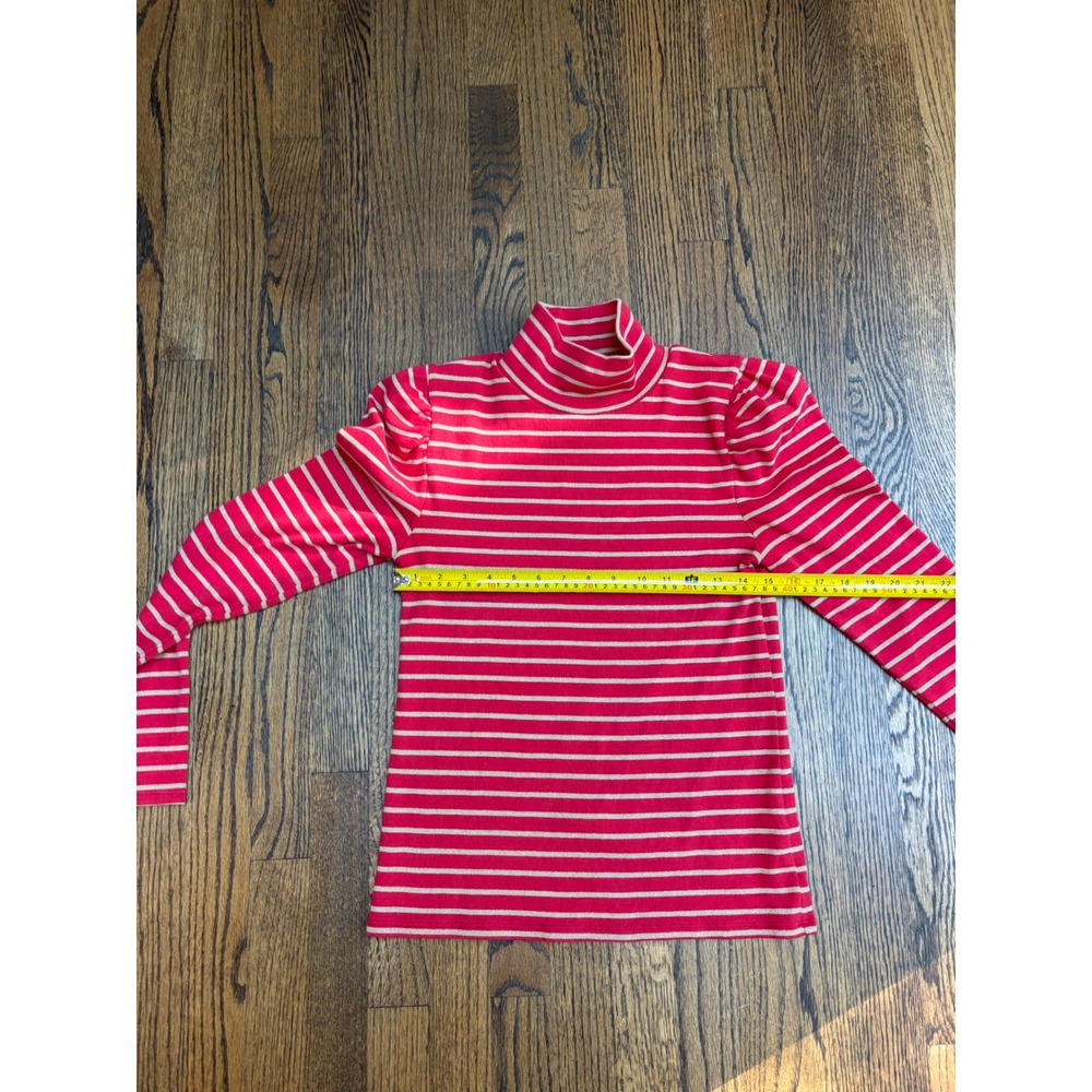 J.Crew Turtleneck Top Medium Red Gold Puff Shoulder Striped Academia Preppy